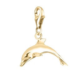 Nenalina Dolphin Carabiner Charm Pendant for Charm Bracelet 925 Sterling Silver Gold-Plated, High-quality gold-plated 925 sterling silver