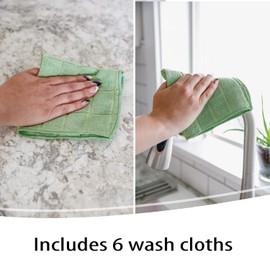 Don Aslett's 12 Piece Microfiber Kitchen Set | 6 Multi-Purpose Wash Cloths, 3 Super Absorbent Kitchen Towels, 3 Scratch-Free Sponges | Lint Free | Blue