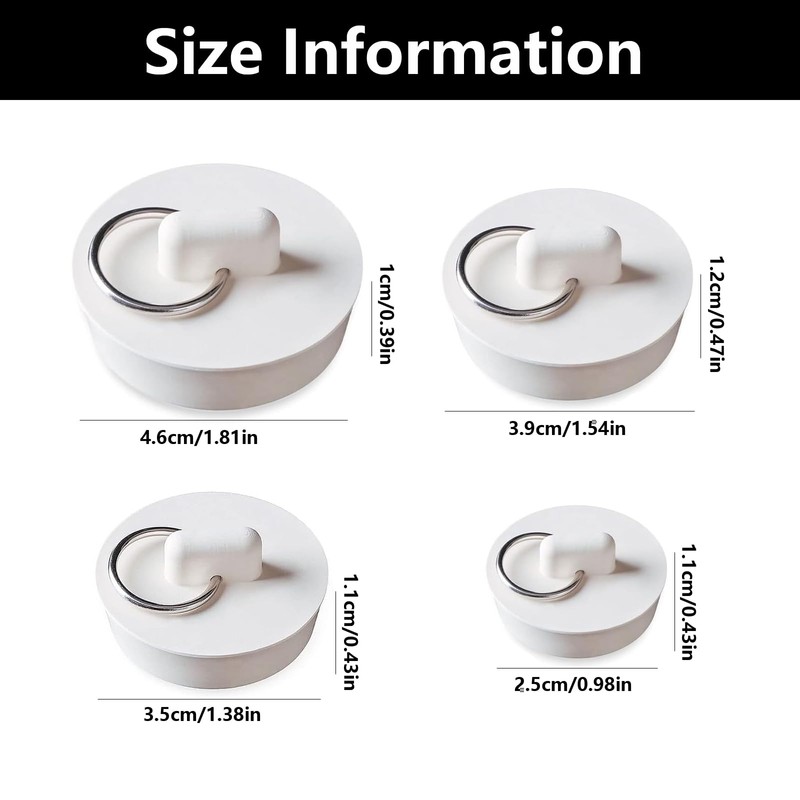 4 PCS Sink Plug Replacement, Bath Plug Replacement, Kitchen Sink