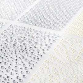 2100 Clear Rhinestone Stickers Self Adhesive Rhinestone and Pearl,Shiny Diamond Sticker for face, Beauty, Makeup, Nail Art, Mobile Phone, Wedding Hair Decoration, DIY Crafts