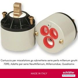 Schläfer 48007090 | Cartridge Mixer Tap Diameter 50 x 66 mm, Replacement Cartridge GS Gnutti Sebastiano Rubinetterie 7090 with Brass Lever Pin and Mounting Screws