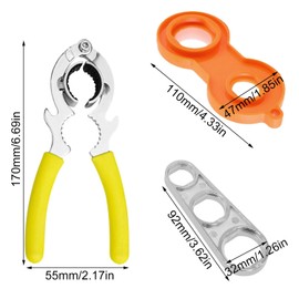 4 Piece Tap Strainer Key Set, Carbon Steel + ABS, Comfort Handle, Tap Aerator Tool for Removing and Installing Tap Aerators (Yellow, Orange, Silver)