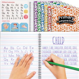 Henoyso 6 Pcs 100 Pages Spiral Primary Composition Notebook K-2 Primary Journal Marble Drawing Handwriting Practice Paper for Kids Kindergarten Preschool 1st 2nd Grade Student Supplies (Rainbow)