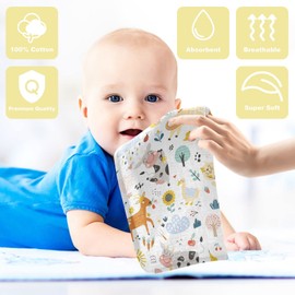 Baby Washcloths Cotton Cute Farm Animals Baby Muslin Washcloths Soft Baby Face Towel for Newborn Infants Baby Wipes, 11.8 X 11.8 Inch, 5 Pack