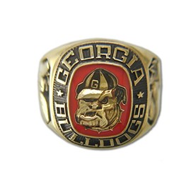 University of Georgia Men's Large Classic Ring, Size 10 Goldplated