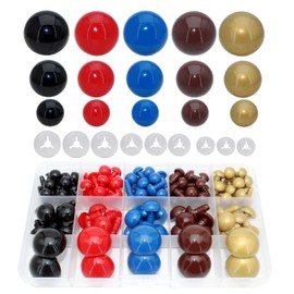 BESTCYC 1Box(80pcs) 3Size 5Colors Threaded Shank Design Plastic Safety Eyes Craft Eyes with Washers for Crafts DIY Amigurumi Stuffed Animal, Toy, Doll DIY Making Supplies (Blue+Red+Gold+Brown+Black)