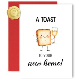 MOSSSH Funny Home Greeting Card, Housewarming Cards, Congrats Housewarming Gifts, Toast to New Home Card Envelope and Sticker