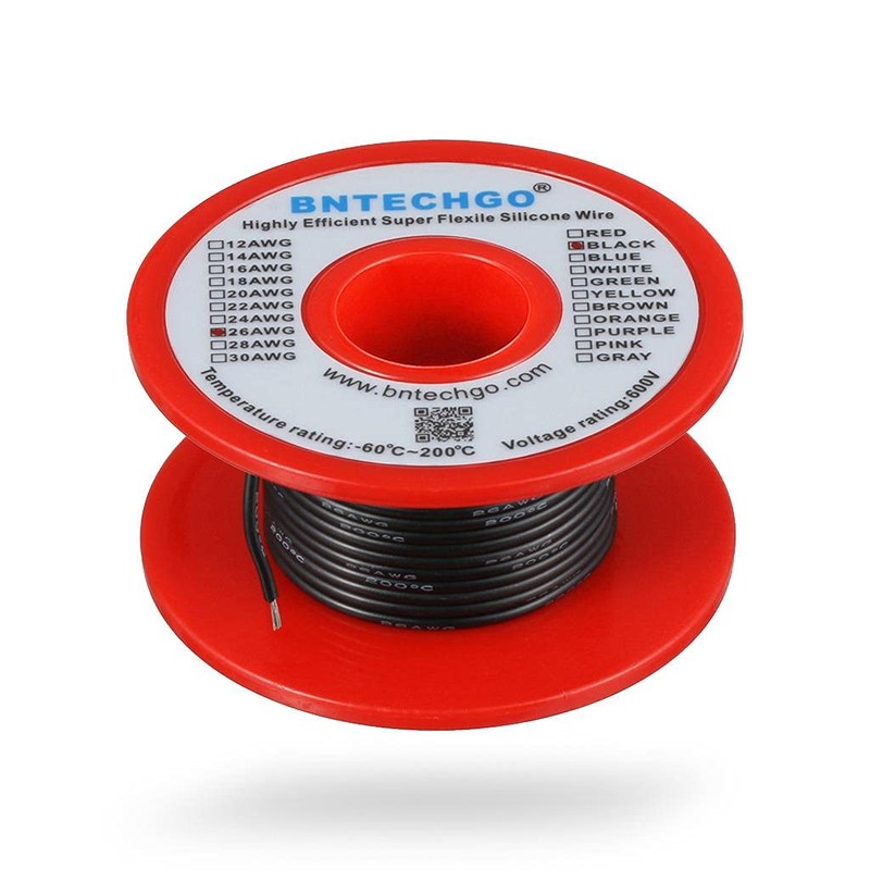 BNTECHGO 26 Gauge Silicone Wire Spool 100 ft Black Flexible