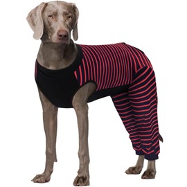 Kuoser Dog Recovery Suit, Anti Licking Dog Rear Leg Sleeve, Abdominal Dog Surgical Suit with Pants Cover Protect Wounds, Dog Elbow Protector Soft Dog Surgical Onesie Cone Alternative, Red 3XL