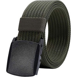 Nylon Belt Men, Military Tactical Belt with YKK Plastic Buckle, Durable Breathable Waist Belt for Work Outdoor Sports,Adjustable for Pants Size Below 46inches[53"Long1.5"Wide] (Army Green)
