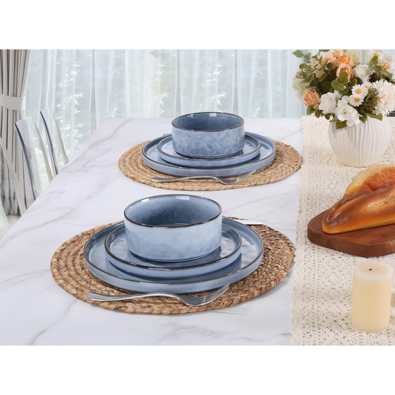 LIANYU 18 Pcs Dinnerware Sets for 6, Plates and Bowls
