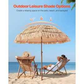 6 ft Tiki Thatched Patio Umbrella Poolside Beach Umbrella-for Your Outdoor SpaceProduct Size: 6.5 ft, Layer: Single Layer