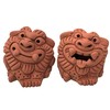 Okinawa Souvenir Shisa Figurine Mini Entrance Pair Unglazed Play Shisa
