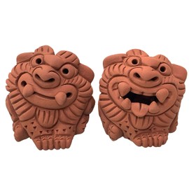 Okinawa Souvenir Shisa Figurine Mini Entrance Pair Unglazed Play Shisa