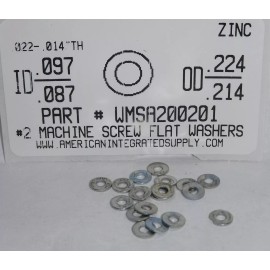 AMERICANINEGRATEDSUPPLY.COM #2 Machine Screw Flat Washers Steel Zinc Plated 3/32"IDx7/32"O
