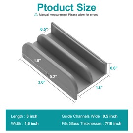 M6219 Sliding Shower Door Bottom Guide(Grey) for Sliding Shower Door (Top Hung) Shower Door Guide, 1/2 in Channels for Glass Shower Door Plastic Guide(2 Pack)(Grey)