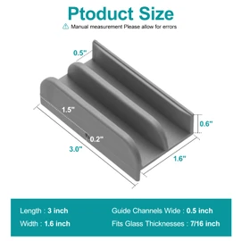 M6219 Sliding Shower Door Bottom Track(Grey) (Top-Hung Shower Door Track), Suitable for 7/16-inch Thick Glass, 1/2-inch Channels, Glass Shower Door Plastic Track M6219 (2 Pack)