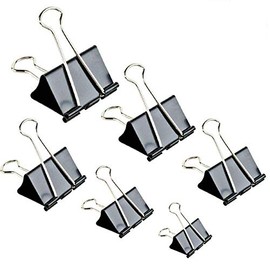 Apoulin Pinzas para carpeta de papel, 130 clips, varios tamaños (negro)