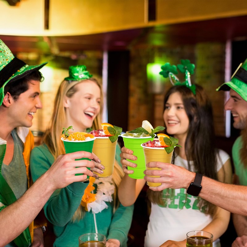 60 Pcs St. Patrick's Day Plastic Cups 16 Oz Drinking