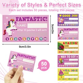 Zoyiancy 250 Pcs Punch Cards, Incentive Student Behavior Cards, Behavior Reward Punch Cards, Awards Loyalty Cards for Classroom Family Behavior Students Teachers（5 Styles）
