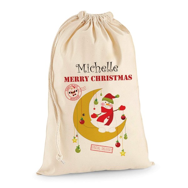 Personalised Custom Made Santa Christmas Natural Cotton Sack Bag Extra