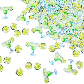 200 PCS Margarita Glasses Confetti, Margarita Party Decorations, Bachelorette Party Decor Green Glitter Cocktail Glass Table Scatters for Mardi Gras Fiesta Bridal Shower
