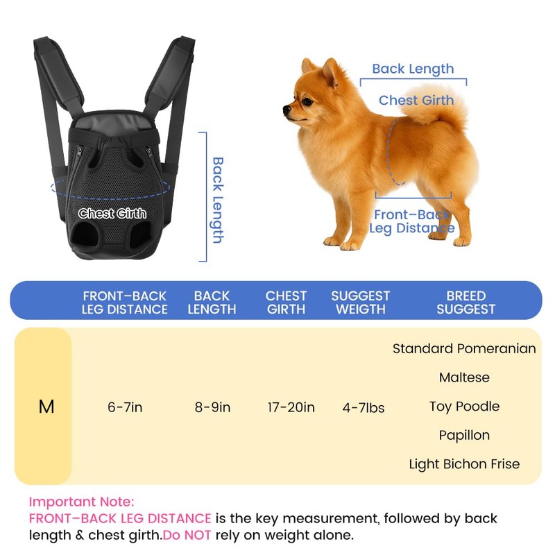 Mosago Dog Backpack Carrier, Legs-Out Chest Carrier for Small Dogs