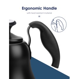 Chefbar Tea Kettle with Thermometer Stovetop Gooseneck Kettle 28oz 0.8L Pour Over Coffee Pot, Matte Black Camping Home Kitchen Water Boiler, 1Pack