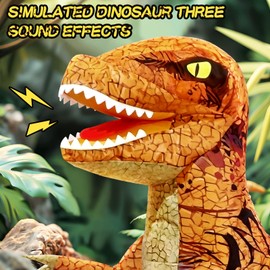 TOPMVP 2.4GHZ Remote Control Inflatable Dinosaur Toy for Kids,Realistic Electric Toy Dinosaur with Sound & 360°Rotation,Rechargeable Walking Dinosaur Outdoor Toys for Boys Kids Age 6+ Birthday Gift