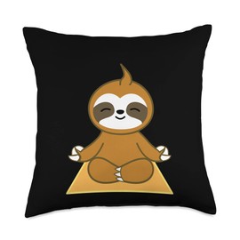 Faultier Entspannung Geschenk Frauen Frauen Yoga Yoga Pose Relaxation Mindfulness Meditating Sloth Throw Pillow, 18x18, Multicolor