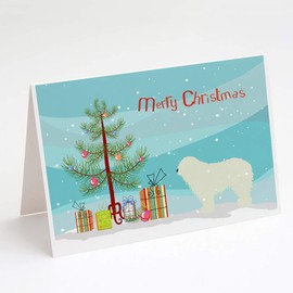 Caroline's Treasures BB2973GCA7P Komondor Merry Christmas Tree Greeting Cards and Envelopes Pack of 8 Blank Cards with Envelopes Whimsical A7 Size 5x7 Blank Note Cards