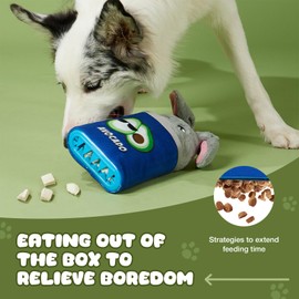 YoPoll Interactive Treat Dispensing Dog Toy, 3-in-1 Enrichment Puzzle Toy with Pneumatic Folding Ears, Adjustable Slow Feeder for Mental Stimulation & Healthy Fun(Meat)