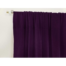 lovemyfabric Stretch Velvet Window Curtain/Home Decor Drapery/Stage Backdrop Curtain/Photography Backdrop 58 Inch Wide Panel Solid Purple (1, 36" Height)