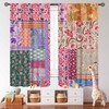 Patchwork Floral Curtains,Country Retro Boho Wildflowers Splicing Design Paisley Pattern