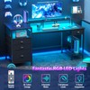 Furologee 60" Black Computer Desk with 4 Drawers and Printer