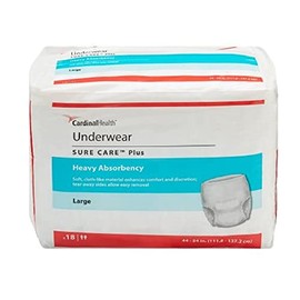 Covidien 1615 Sure Care Protective Underwear, Heavy Absorbency, 44" - 54" Size, Large (Pack of 18)