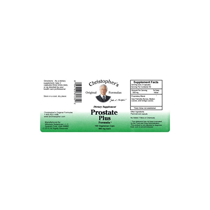 Christopher's Original Formulas Prostate Plus Formula, 100 Count