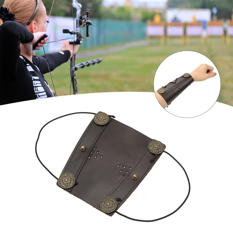 Archery Arm Guard Adjustable Strap Second Cowhide Arm Protector Pad