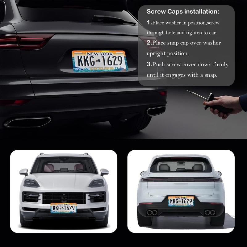 Artsy Ocean Waves License Plate Frame - Unobstructed Narrow-Edge 2