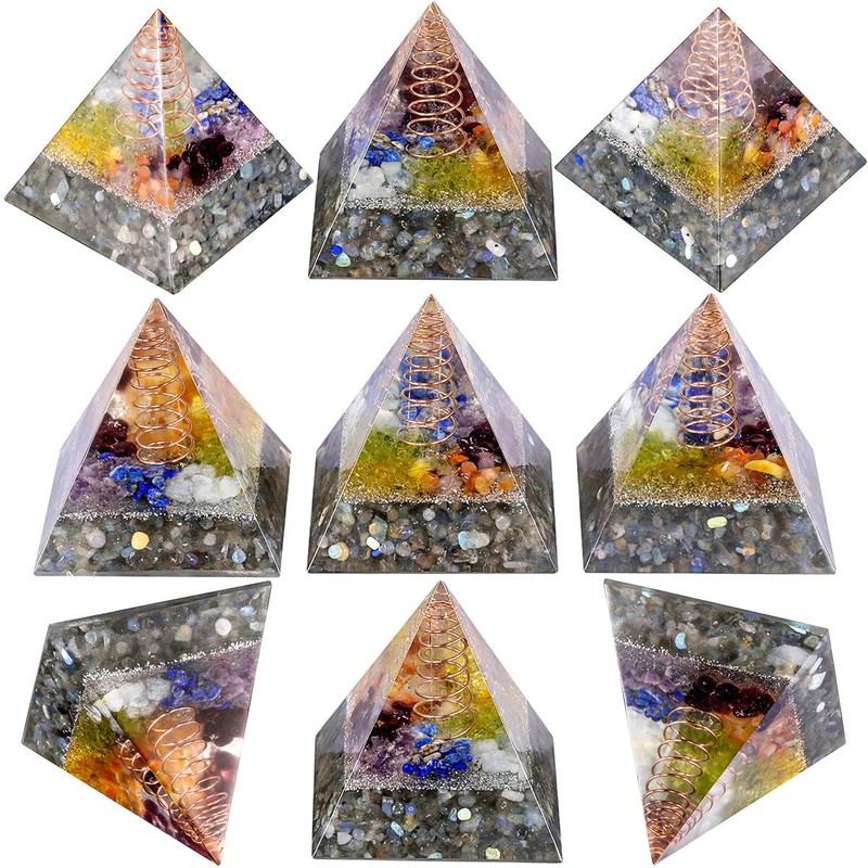 Nupuyai Labradorite Healing Crystal Pyramid for Protection, Chakra Energy Crystal
