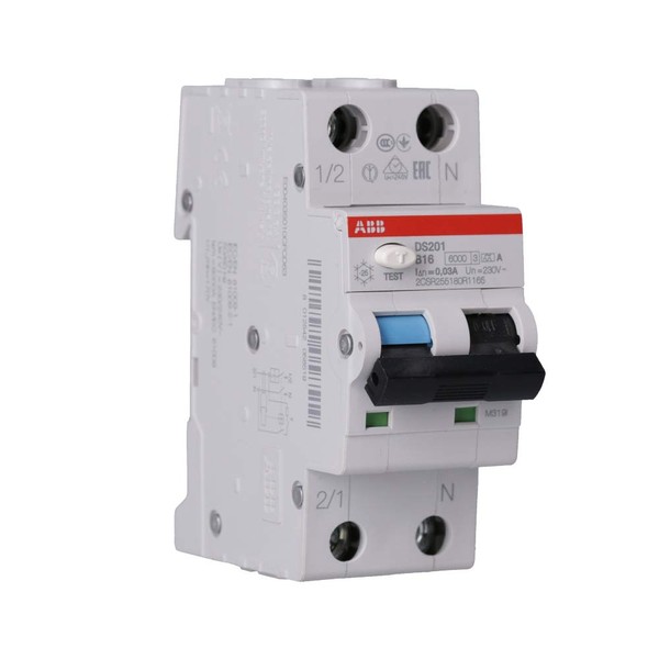 ABB DS201A-B16 DS201A-B16/0.03 FI/LS Circuit Breaker Switch 6kA, 1P+N, Type