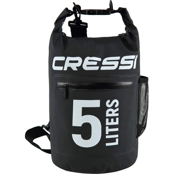 Cressi Sub S.p.A. Dry Bag with Zip Premium 100% Waterproof Bag with Zip Pocket and Bottle Holder, High Quality Floating Black 10 L