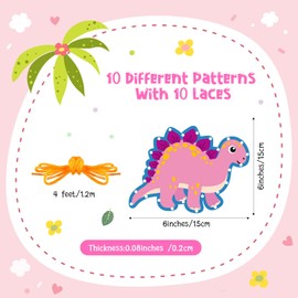10 Pieces Kids Dinosaur Lacing Cards Thick Cardboard Dinosaur Sewing Cards Double Sided Lacing Playing Games for Children Toddler Developing Imagination Education Supplies (Dinosaur Style)