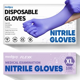 Medguy Nitrile Exam Gloves, 4.5 Mil Powder-Free Latex-Free Food Safe Disposable Medical Glove, Purple 100 Pcs (X-Large)