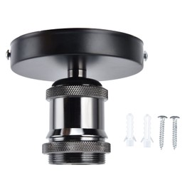 Vintage E26 E27 Lamp Holder Retro Lamp Holder Vintage E26 E27 Lamp Holder Ceiling Lamp Holder with Accessories for Kitchen Bedroom Living Room 100-240V (Black)