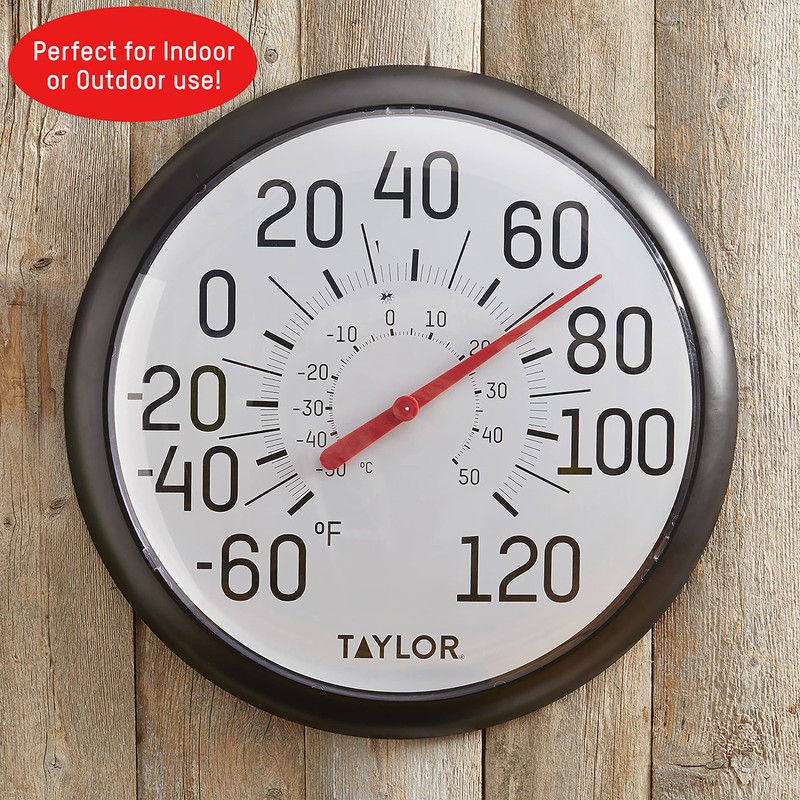 Taylor Big and Bold Wall Thermometer, Indoor Outdoor Thermometer, Wireless