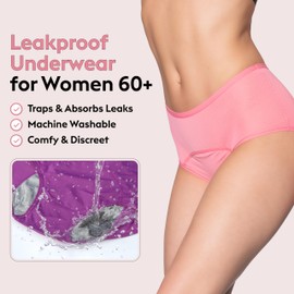 Everdries Washable & Reusable Incontinence Underwear for Women Over 60 - Leakproof, Discreet, Absorbent, Machine-Washable Panties (Original, L, Pack of 5)