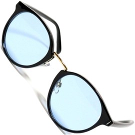 Berkut 1040103 Fully Modeled Date Glasses, Sunglasses, Colored Round, Lightweight, Fatigue-Resistant, Eye-friendly Lenses, Black Gold × Large Blue