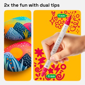 ARTISTRO 120 Acrylic Paint Markers for Rock, Fabric, Wood, Glass, Craft, Decoration - Dual-Tip Paint Pens - Stocking Stuffers, Christmas Gift Idea for Teens, Grandkids, Kids - Art Supplies