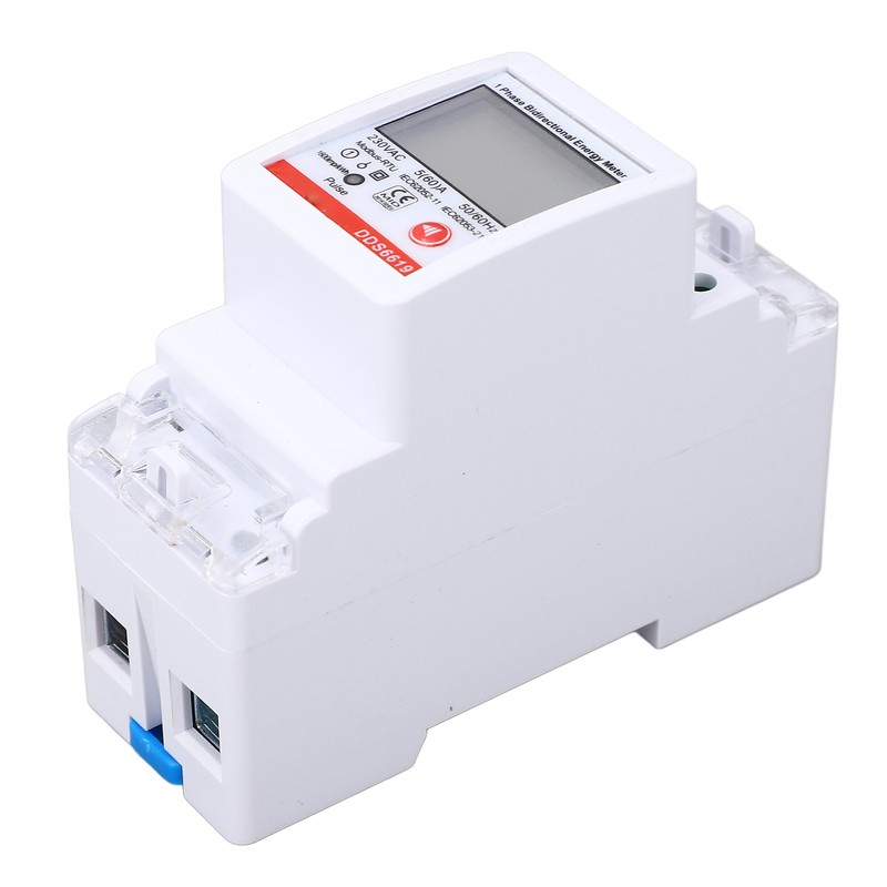 Single Phase Energy Meter Bidirectional Metering 2P DIN Rail Mount